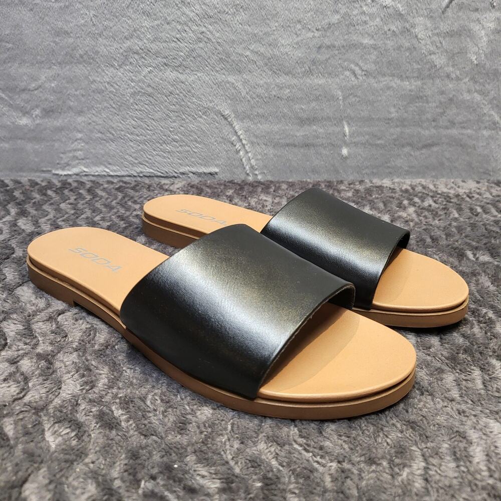 Soda BOARD-S Sandals Womens Size 6 Black Slide Synthetic Slip On Flat